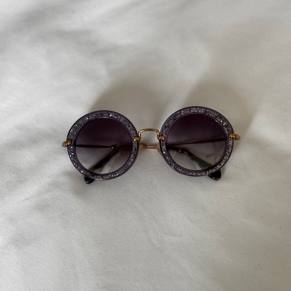 miu miu sparkle sunglasses round frame